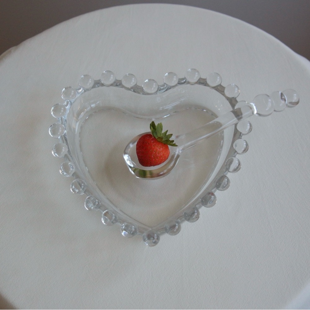 1960's Imperial Glass Candlewick Heart Dish Set